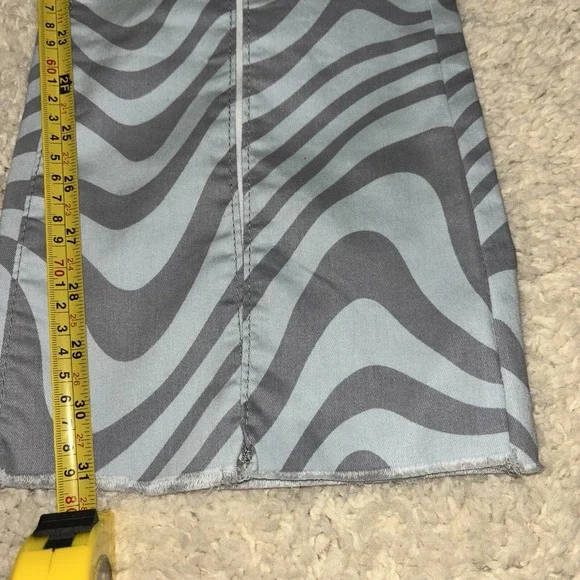 NEW Blue Gray Psychedelic Animal Print Flare Leg Jeans Sz 11/12 Grunge Skater - Picture 6 of 10